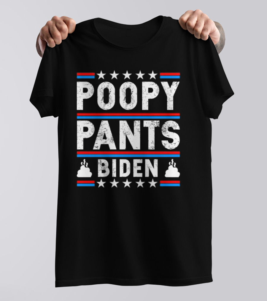 Poopy Pants Biden Stars Bars Poop Icons T-Shirt
