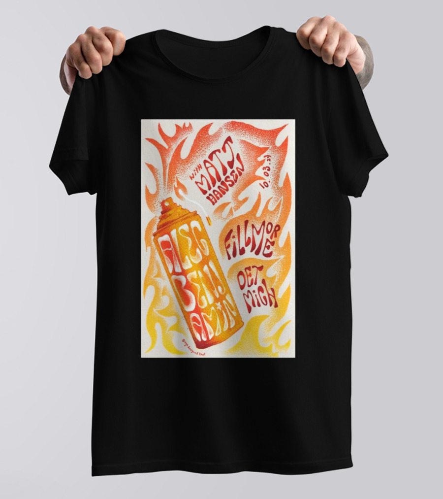 Alec Benjamin With Matt Hansen October 3 2024 Fillmore Detroit MI Tour Flame T-Shirt