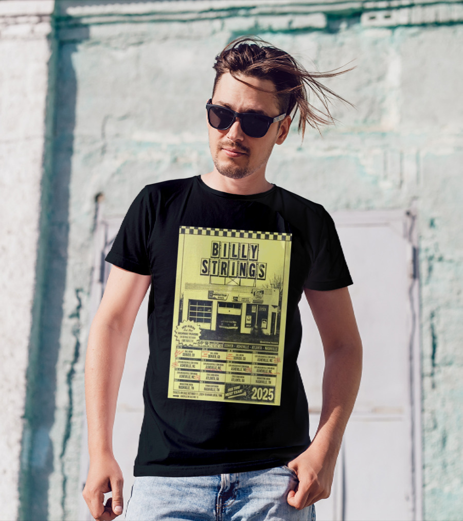 Billy Strings Winter Tour 2025 Denver Asheville Atlanta Nashville Tour Dates And Locations Flyer T-Shirt