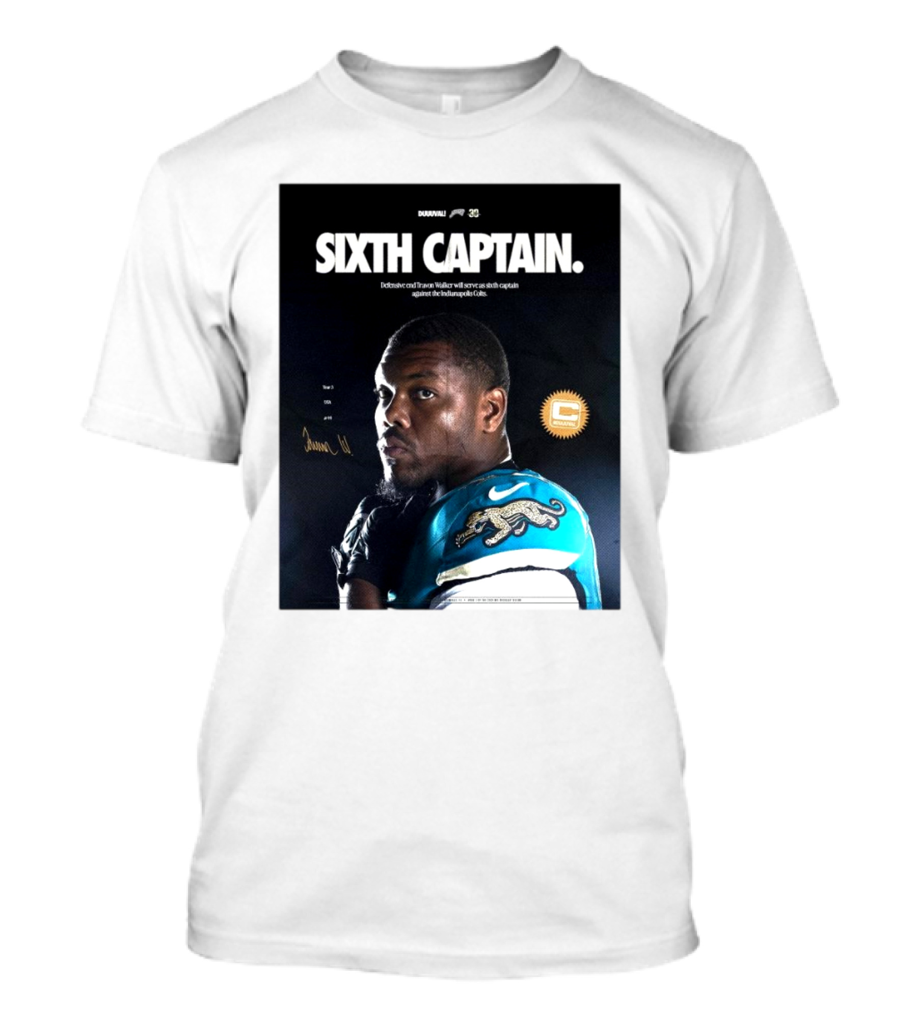SIXTH CAPTAIN Defensive End Travon Walker Jaguar Against Indianapolis Colts T-Shirt