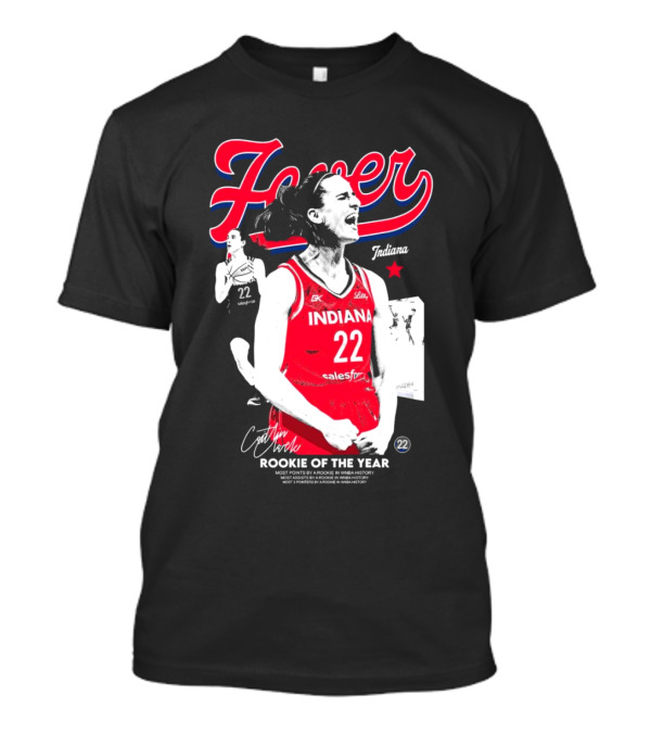 Indiana Fever Caitlin Clark 22 Rookie Of The Year WNBA 2024 Signature Fever Indiana T-Shirt