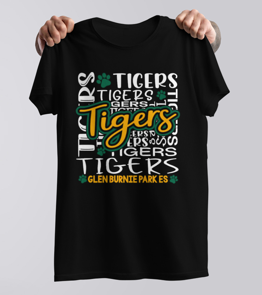 Tigers Glen Burnie Park ES School Spirit Paw Prints T-Shirt