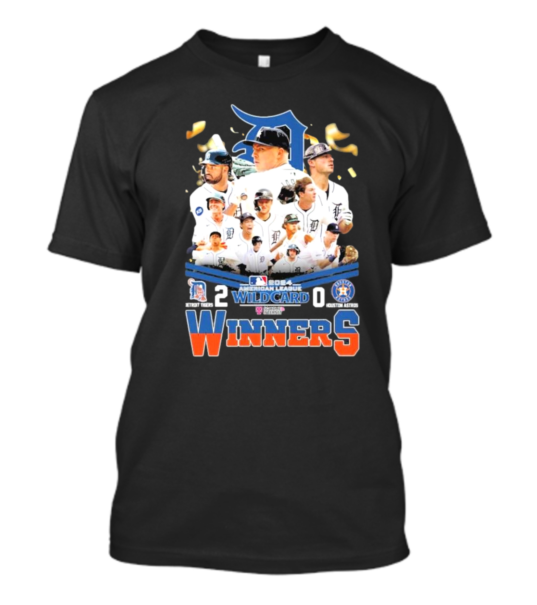 Detroit Tigers 2024 MLB American League Wildcard Winners 2-0 Over Houston Astros T-Shirt