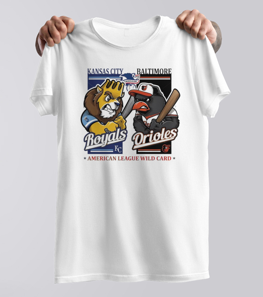 Kansas City Royals Vs Baltimore Orioles MLB American League Wild Card Mascots T-Shirt