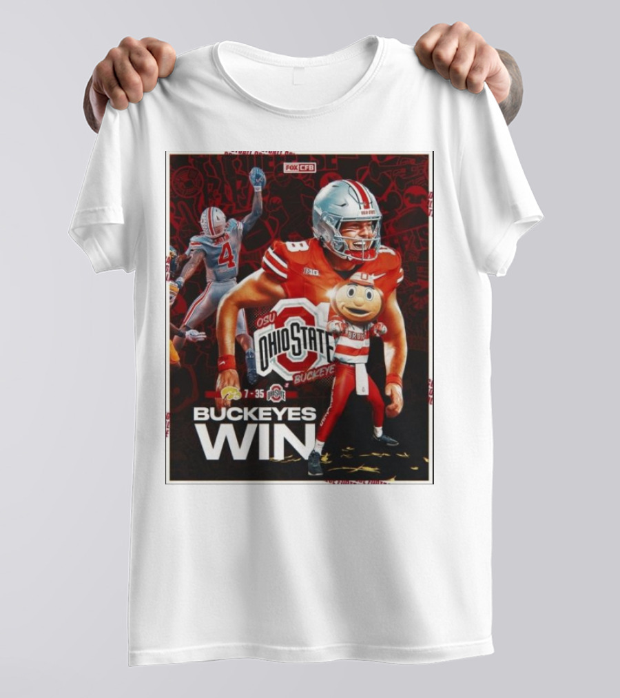 Ohio State Buckeyes Win 35 7 Over Iowa Hawkeyes Football 2024 Final Score T-Shirt