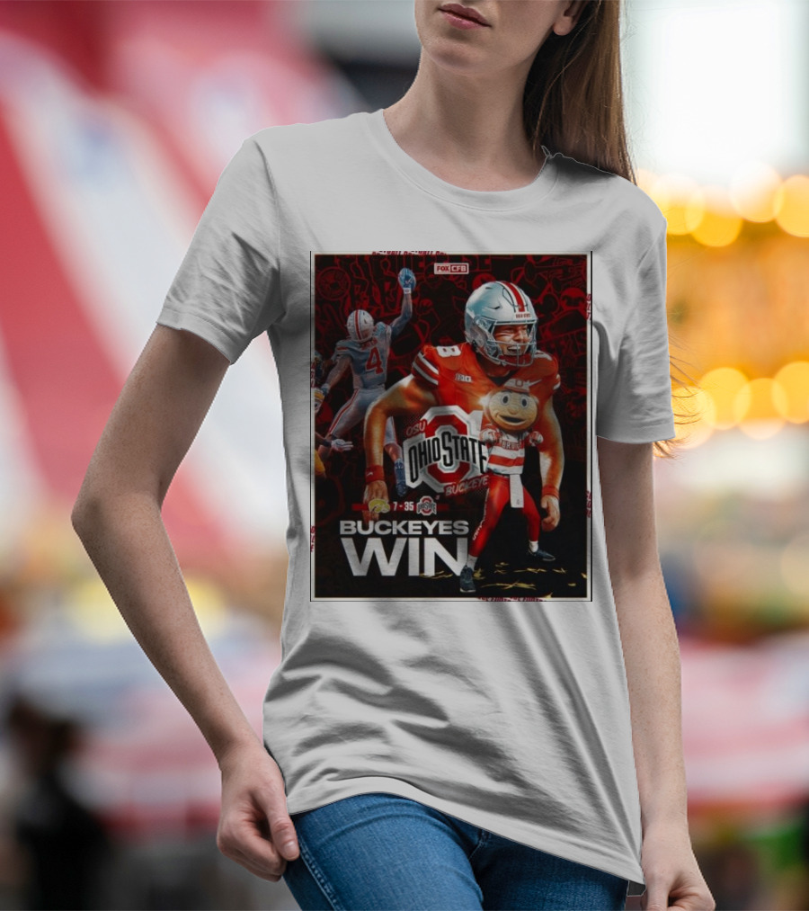 Ohio State Buckeyes Win 35 7 Over Iowa Hawkeyes Football 2024 Final Score T-Shirt