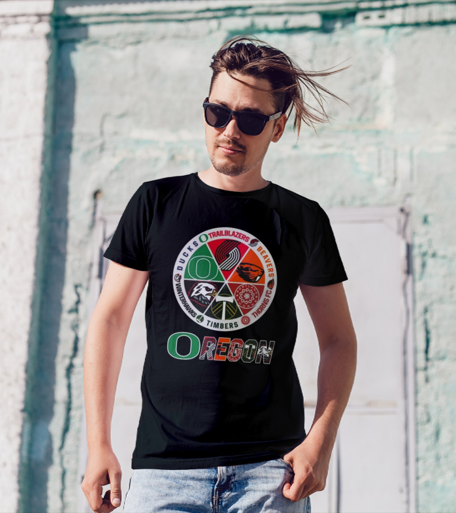Oregon Ducks Trailblazers Beavers Thorns FC Timbers Winterhawks Circle T-Shirt