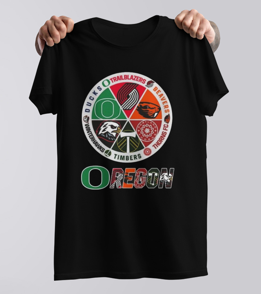 Oregon Ducks Trailblazers Beavers Thorns FC Timbers Winterhawks Circle T-Shirt