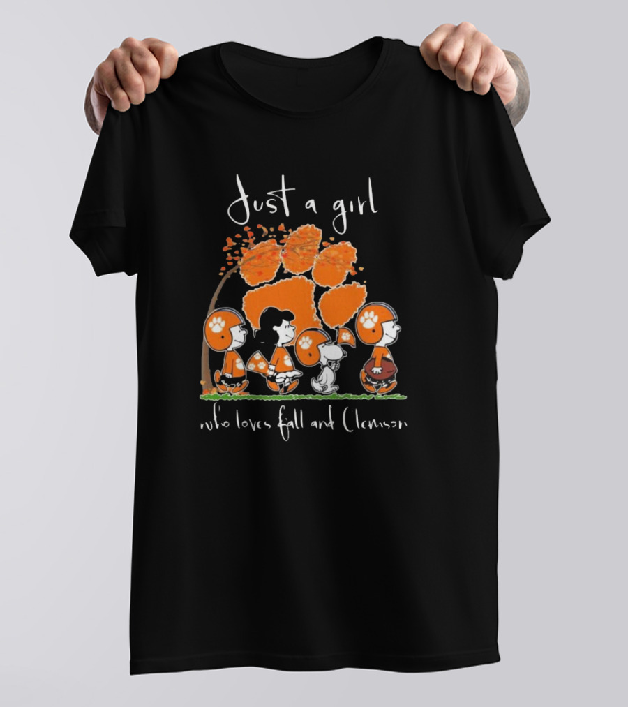 Peanuts Characters Just A Girl Who Loves Fall And Clemson T-Shirt