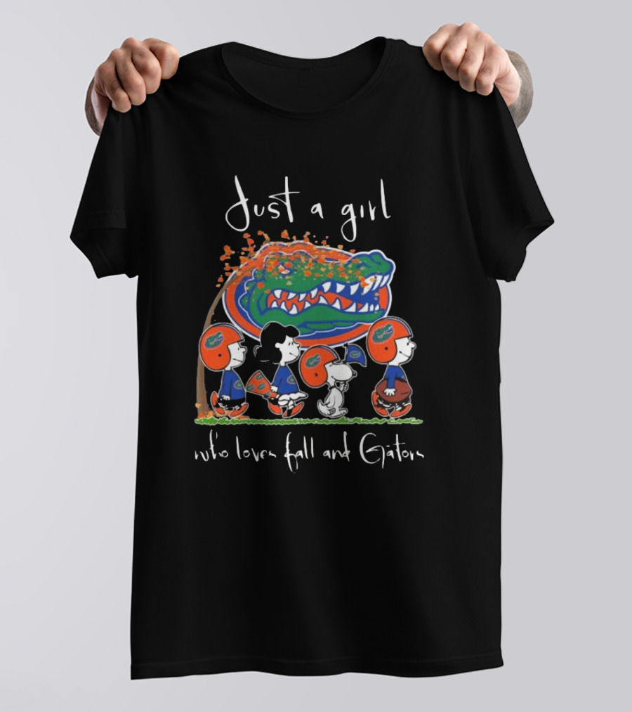 Just A Girl Who Loves Fall Florida Gators Peanuts Characters T-Shirt