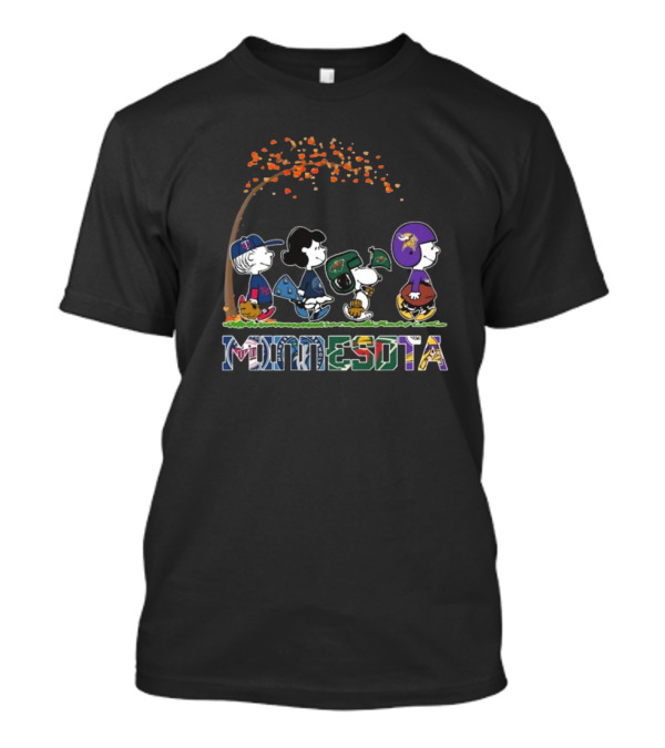 Peanuts Characters Just A Girl Who Loves Fall Minnesota Vikings Twins Timberwolves Wild T-Shirt