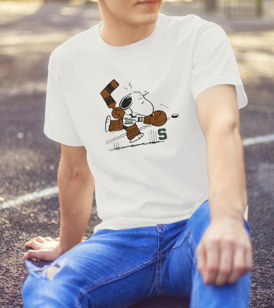 Snoopy Playing Goalie Hockey Peanuts Michigan State S T-Shirt