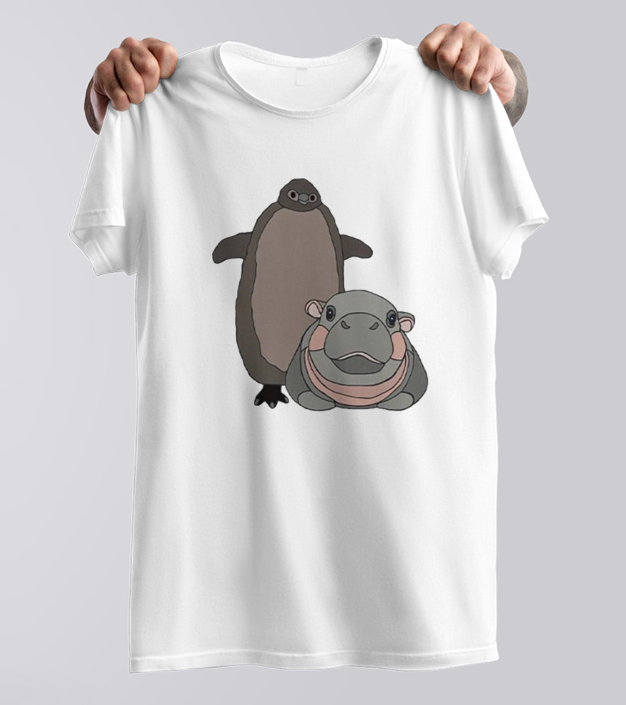 Pesto The Penguin And Moo Deng The Baby Hippo Friends Adventure T-Shirt