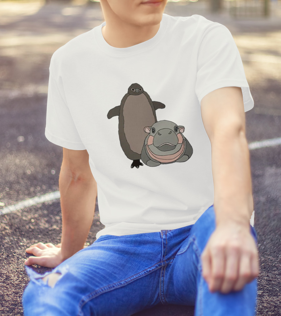 Pesto The Penguin And Moo Deng The Baby Hippo Friends Adventure T-Shirt