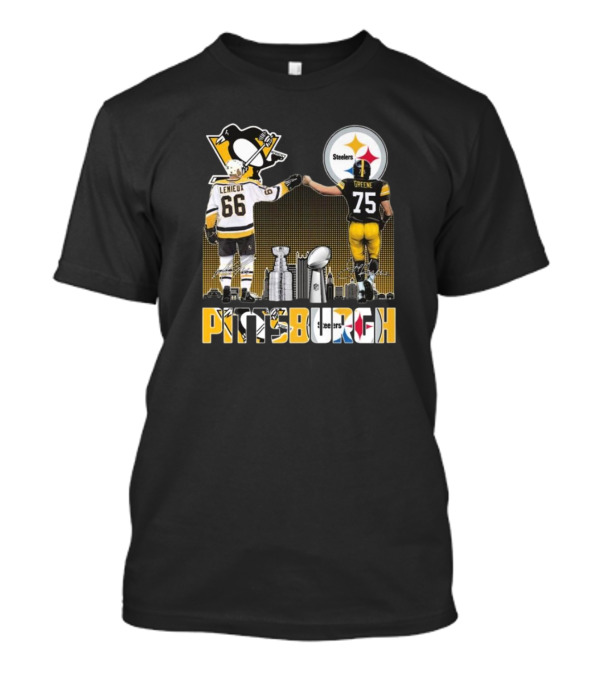 Pittsburgh Steelers Greene Penguins Lemieux City Champions Signatures T-Shirt