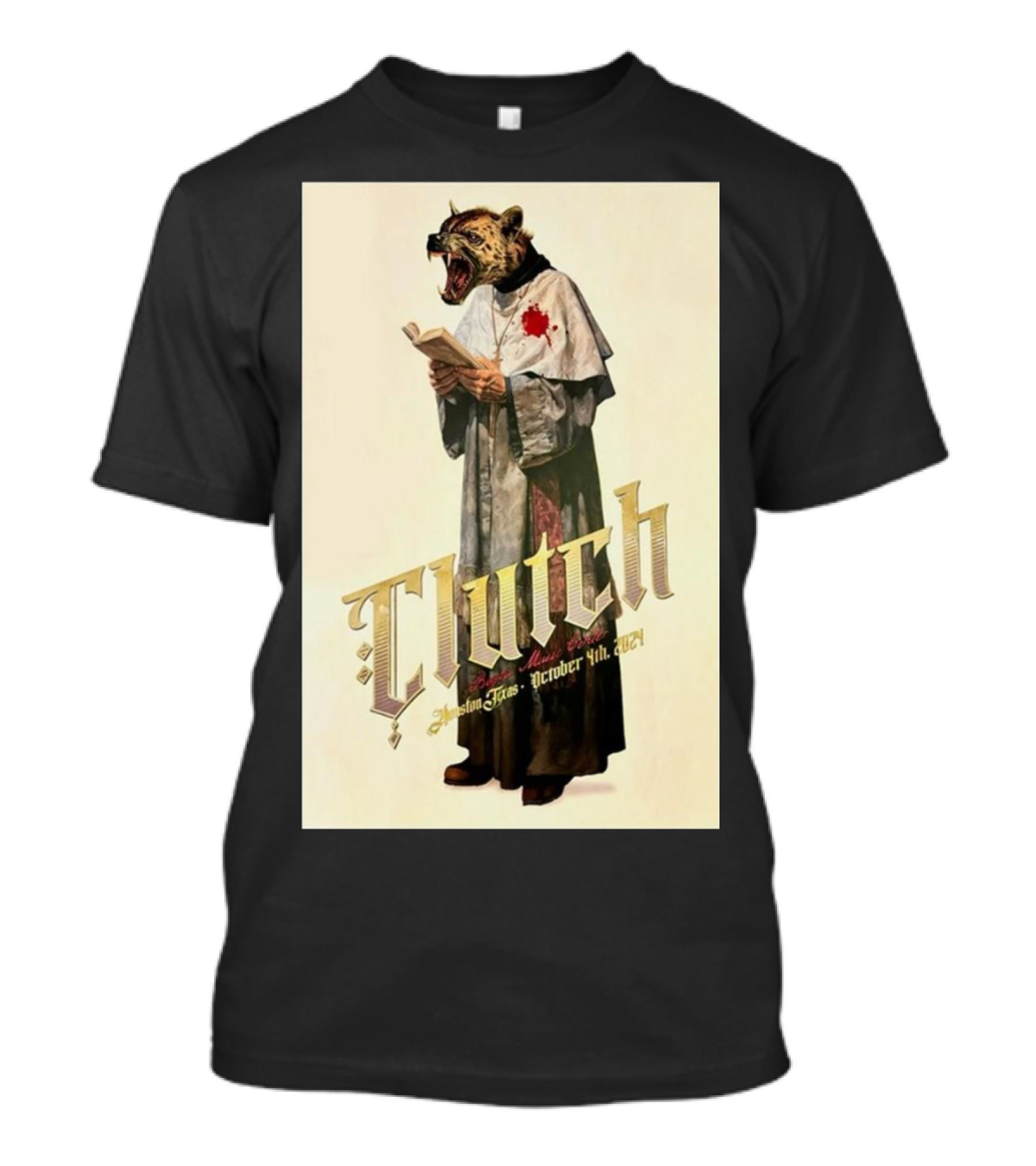 Clutch Bayou Music Center Houston Oct 04 2024 Tiger Priest T-Shirt