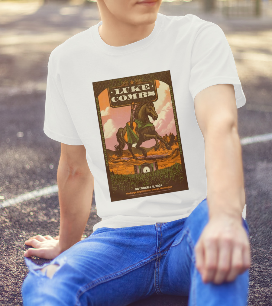 Luke Combs Live Performance At The Gorge Amphitheatre October 4-5, 2024 Quincy WA Wild West T-Shirt