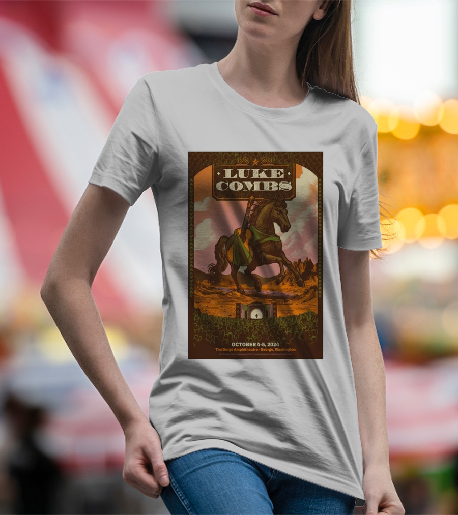 Luke Combs Live Performance At The Gorge Amphitheatre October 4-5, 2024 Quincy WA Wild West T-Shirt