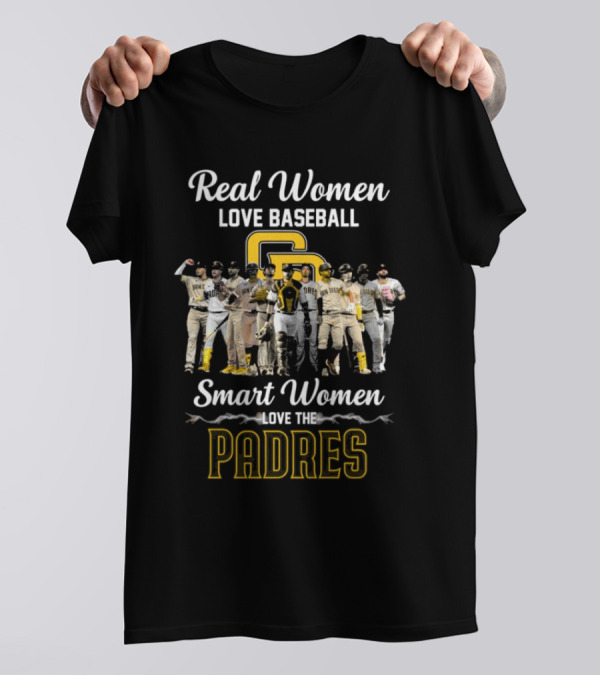 Real Women Love Baseball Smart Women Love The San Diego Padres Players 2024 Team Roster T-Shirt