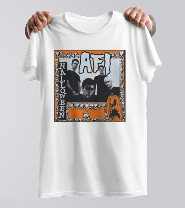 AFI Halloween Skull Border Pumpkin T-Shirt