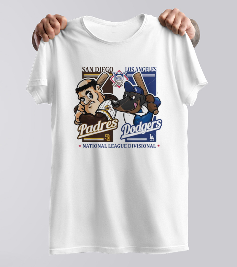 San Diego Padres Los Angeles Dodgers MLB National League Divisional 2024 Mascots Showdown T-Shirt