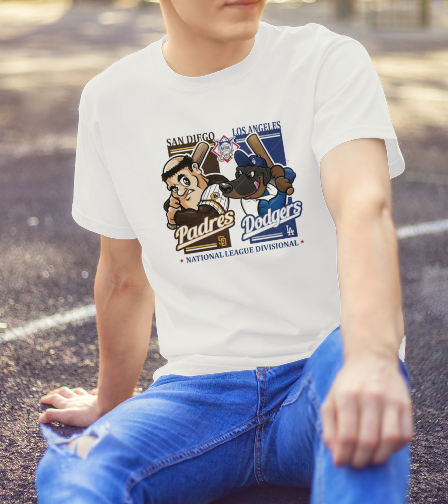 San Diego Padres Los Angeles Dodgers MLB National League Divisional 2024 Mascots Showdown T-Shirt
