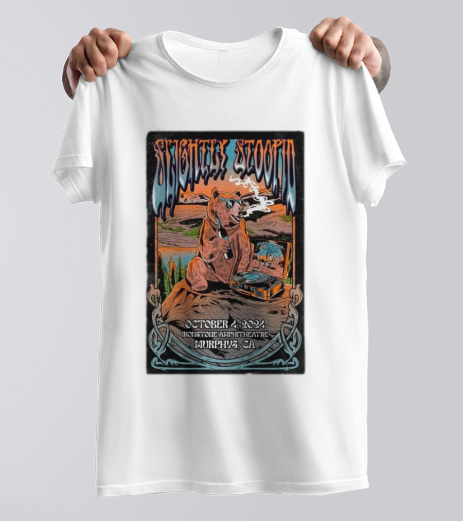 Slightly Stoopid Bear Smoking Vinyl Ironstone Amphitheatre October 4 2024 Murphys CA T-Shirt