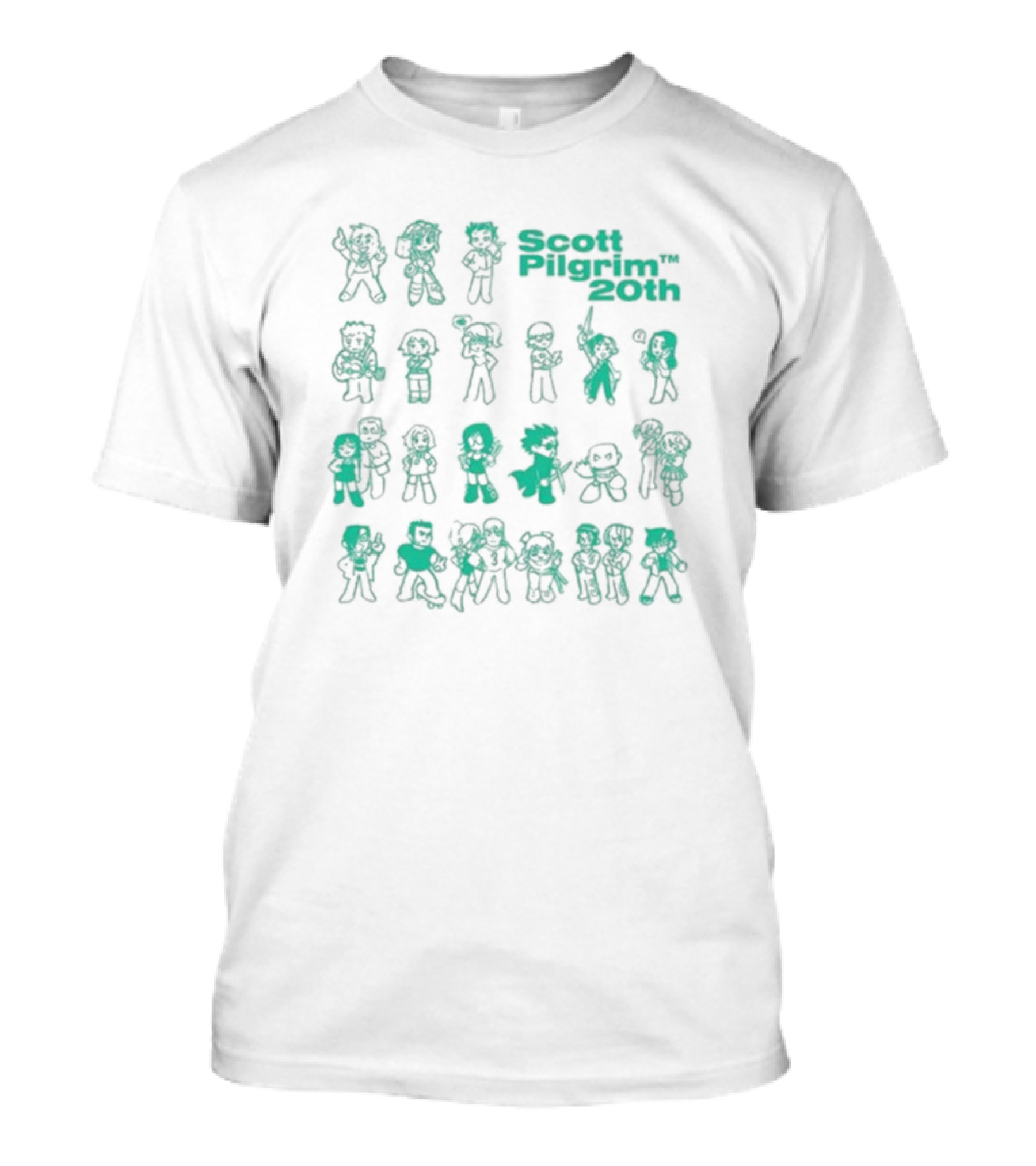Scott Pilgrim 20th Anniversary Characters Green Outline T-Shirt