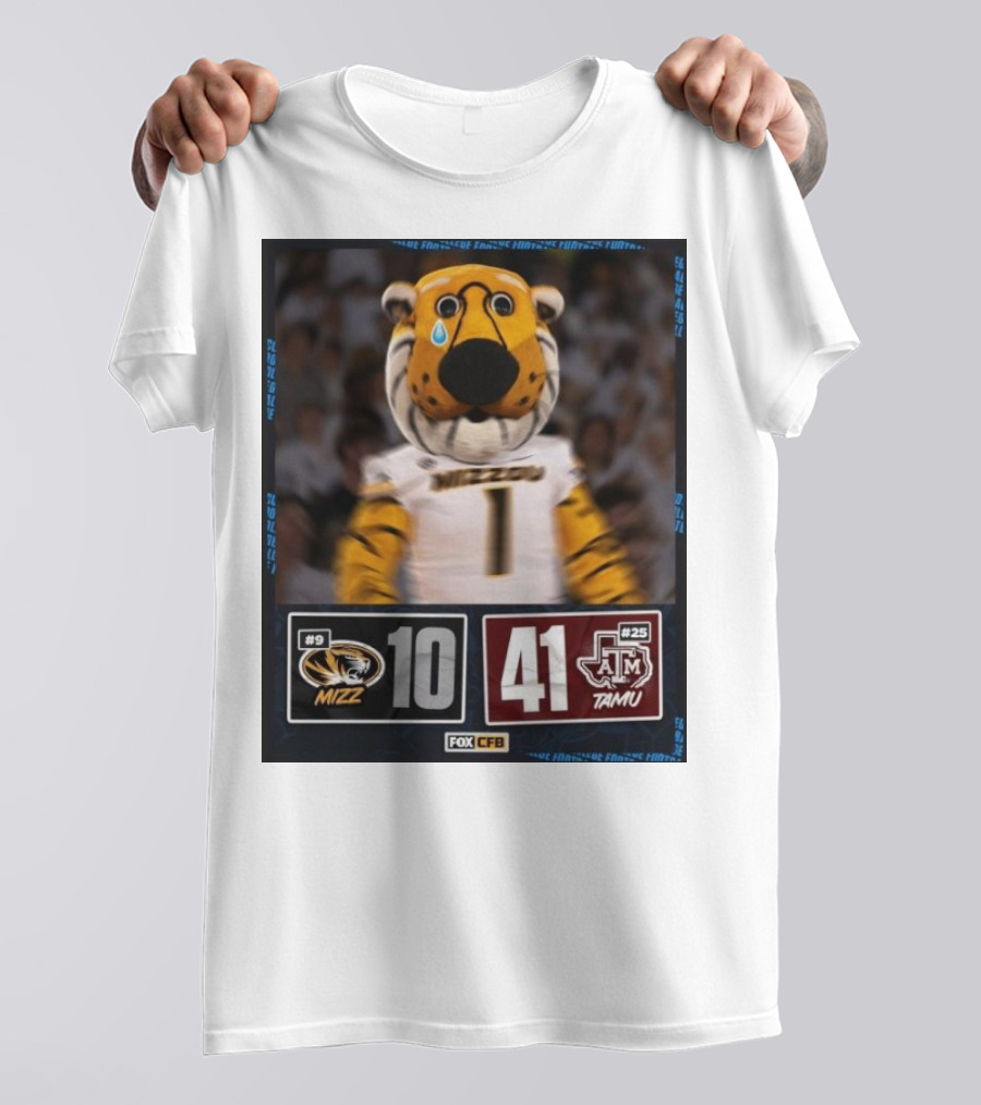 Texas A&M 41-10 Victory Over Missouri Football 2024 With Logos And Mascot T-Shirt