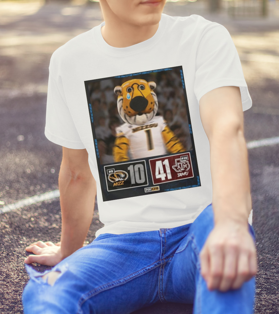 Texas A&M 41-10 Victory Over Missouri Football 2024 With Logos And Mascot T-Shirt