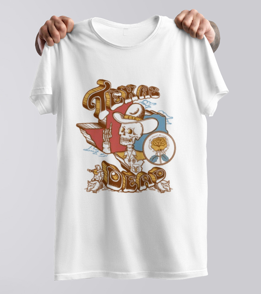 Texas Dead Skeleton Cowboy Rose Austin Texas T-Shirt