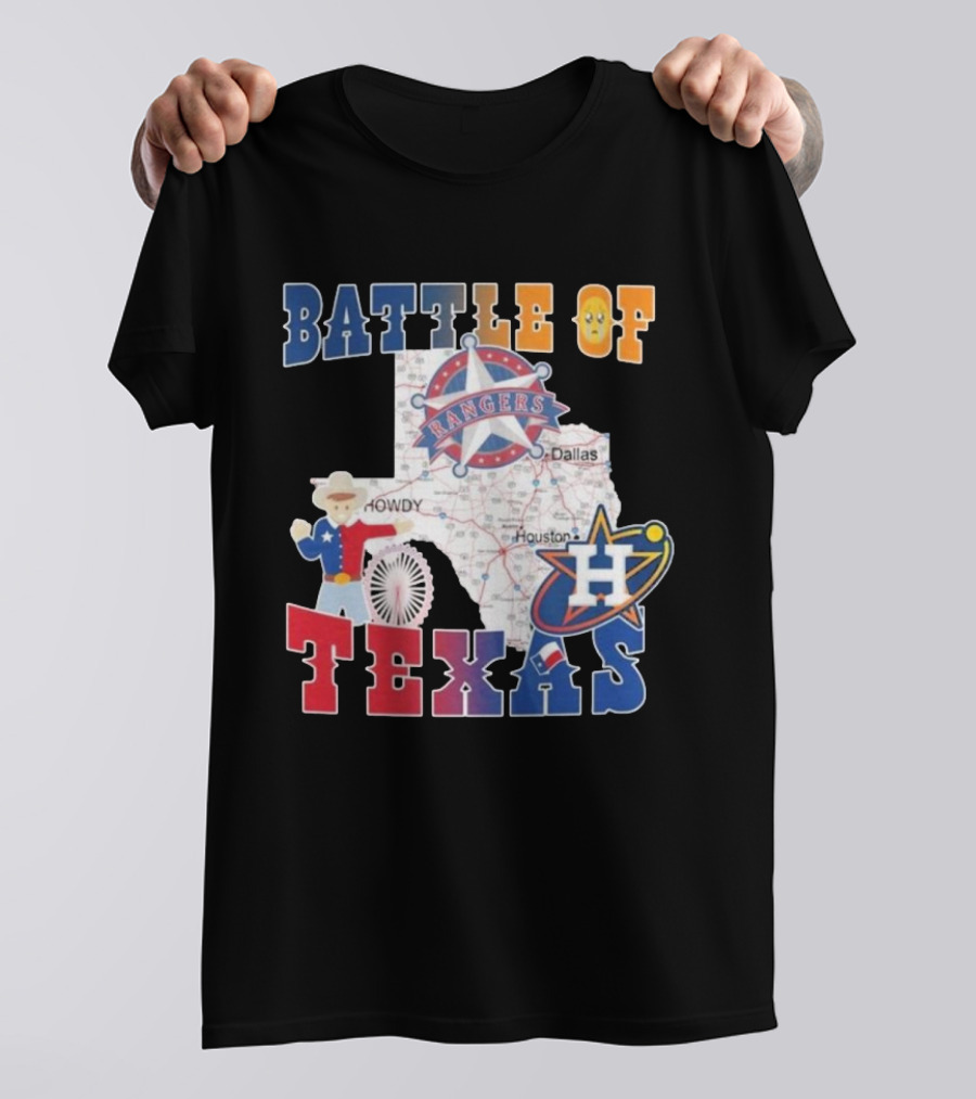 Battle Of Texas Rangers Astros Map T-Shirt