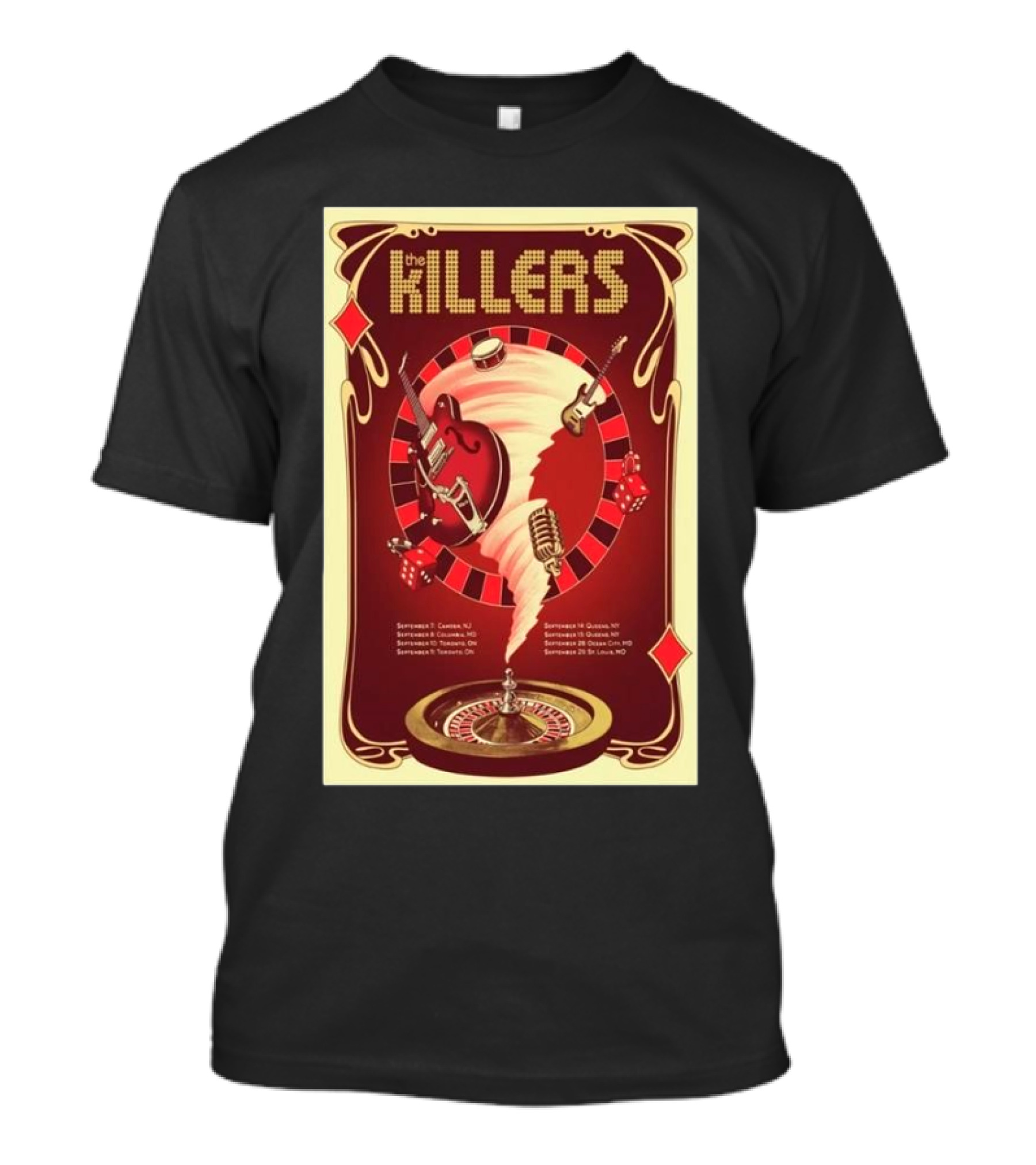 The Killers September 2024 Concert Tour With Guitar And Casino T-Shirt