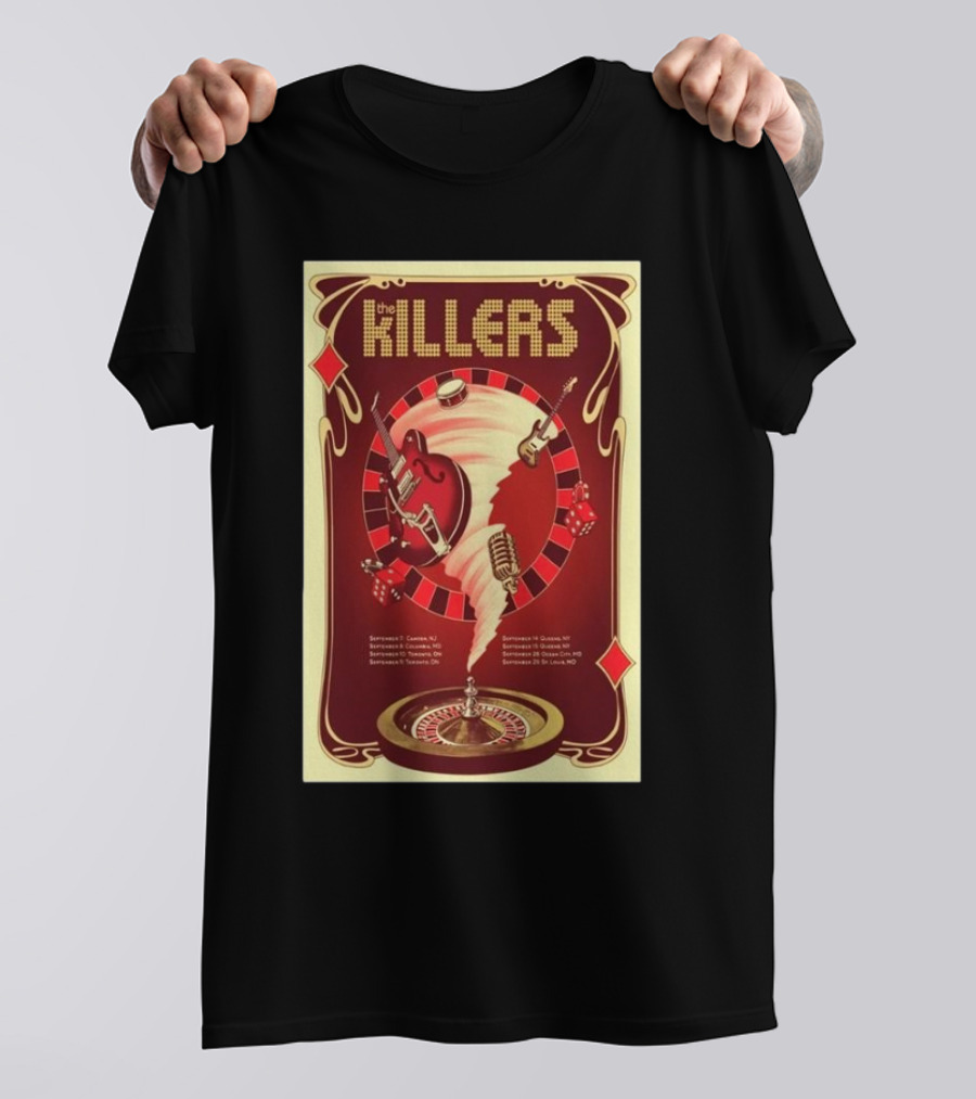 The Killers September 2024 Concert Tour With Guitar And Casino T-Shirt