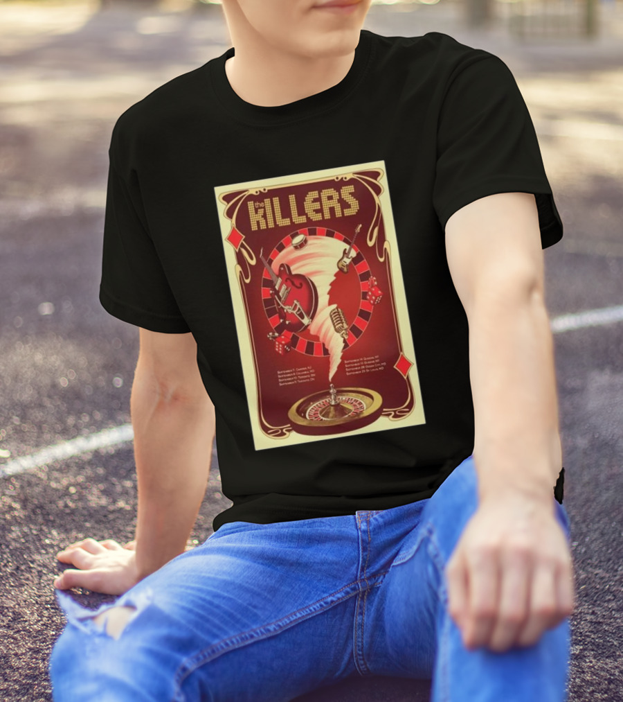 The Killers September 2024 Concert Tour With Guitar And Casino T-Shirt