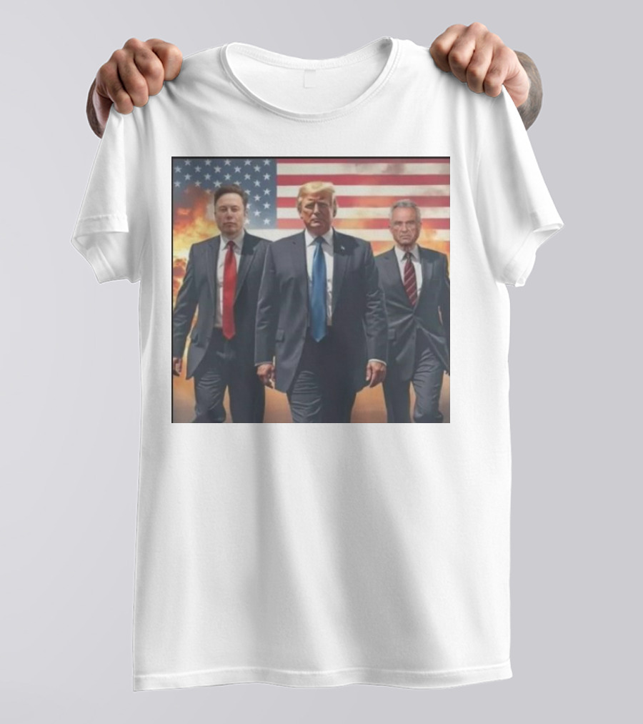 Trump Elon RFK 2024 American Flag With Dramatic Background T-Shirt