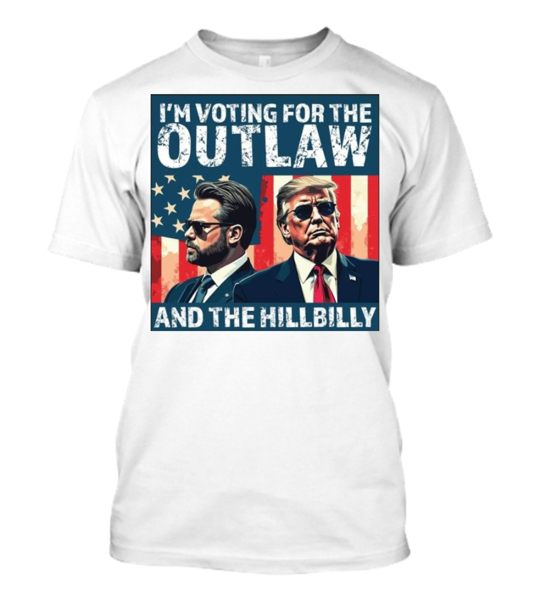 I'm Voting For The Outlaw And The Hillbilly 2024 Patriotic Trump Vance American Flag T-Shirt