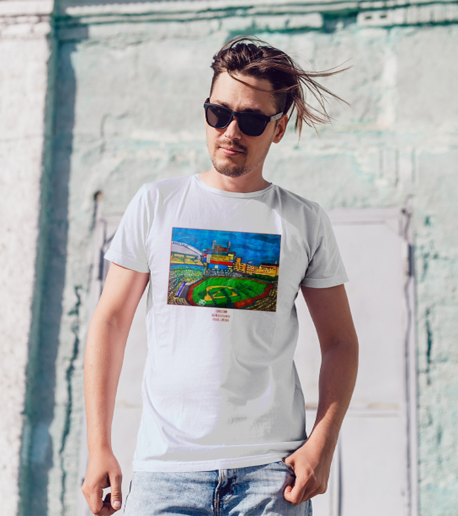 Welcome Comerica Park Stadium 2100 Woodward Ave Detroit MI 48201 Vibrant Baseball Stadium Art Detroit Michigan T-Shirt