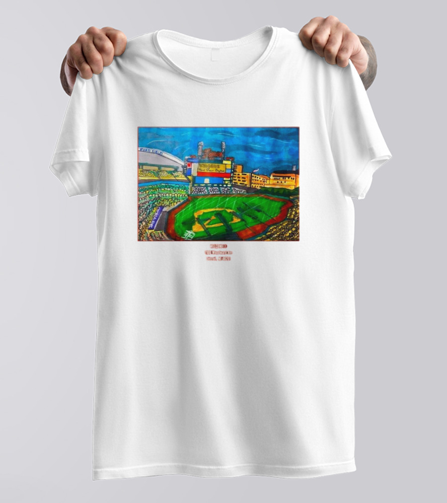 Welcome Comerica Park Stadium 2100 Woodward Ave Detroit MI 48201 Vibrant Baseball Stadium Art Detroit Michigan T-Shirt