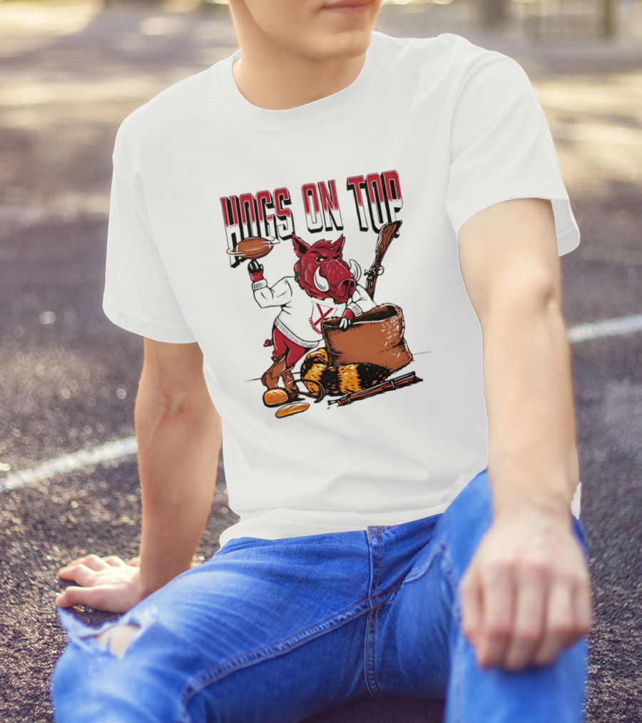Hogs On Top Arkansas Razorbacks Football T-Shirt