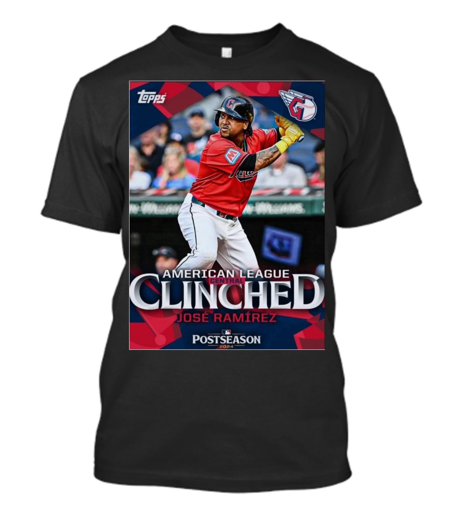 Topps José Ramírez Cleveland Guardians American League Central Clinched MLB Postseason T-Shirt