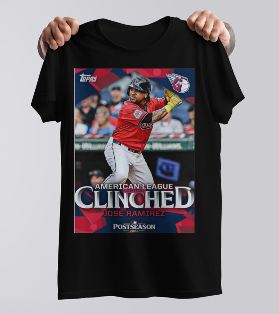 Topps José Ramírez Cleveland Guardians American League Central Clinched MLB Postseason T-Shirt