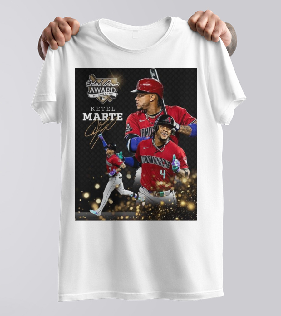 Ketel Marte Arizona Diamondbacks 2024 Hank Aaron Award Nominee Signature Collection T-Shirt