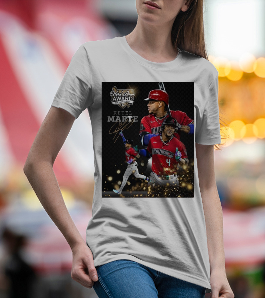 Ketel Marte Arizona Diamondbacks 2024 Hank Aaron Award Nominee Signature Collection T-Shirt