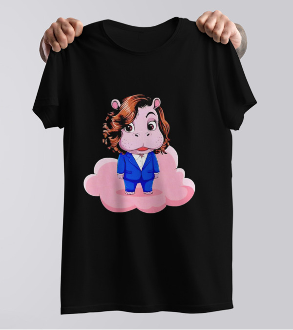 Moo Deng Hippopotamus In Blue Suit For Kamala Harris T-Shirt