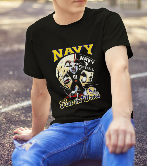 Navy Midshipmen Football Fear The Waves Halloween Goat Monster T-Shirt