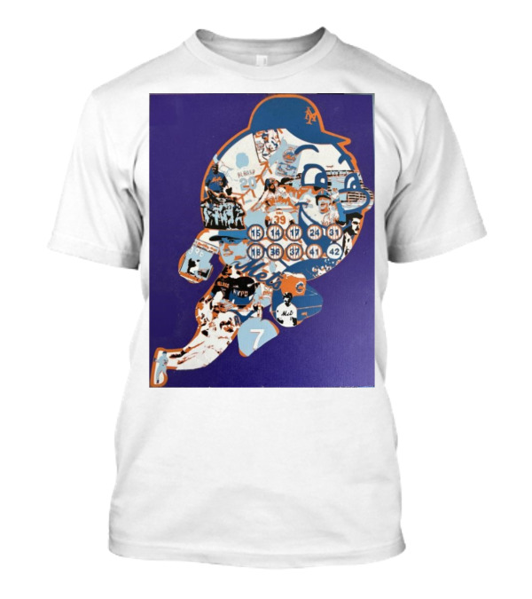 New York Mets Mr. Met Collage Featuring Iconic Players And Numbers T-Shirt