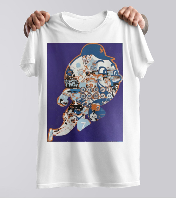 New York Mets Mr. Met Collage Featuring Iconic Players And Numbers T-Shirt