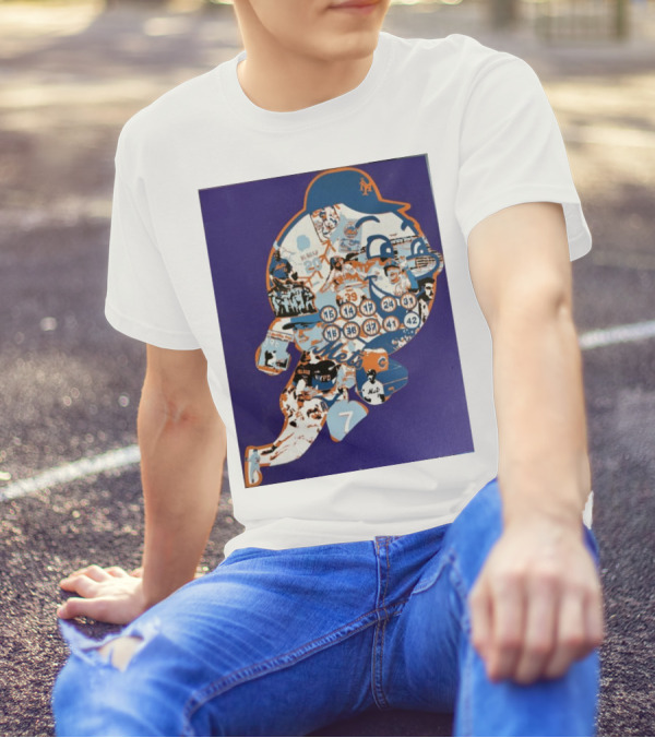 New York Mets Mr. Met Collage Featuring Iconic Players And Numbers T-Shirt