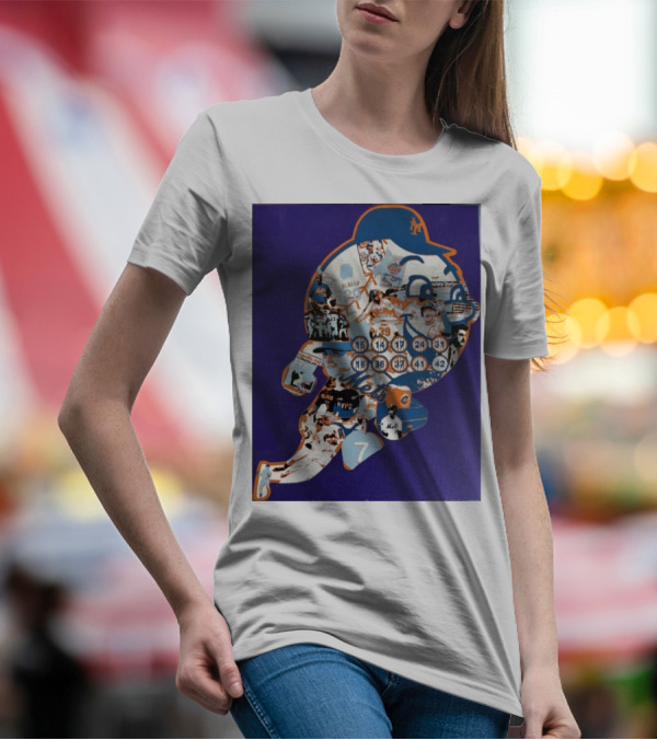 New York Mets Mr. Met Collage Featuring Iconic Players And Numbers T-Shirt